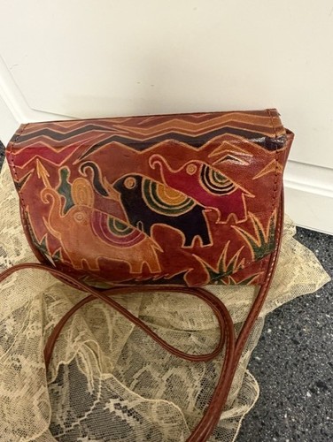 Vtg hand tooled leather - hand,